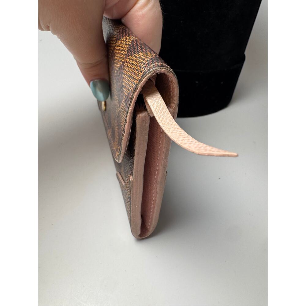 SOLD Louis Vuitton Damier Ebene Caissa Wallet w/Ballerine Pink Interior - Picture 11 of 16